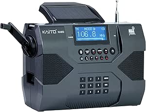 Kaito Emergency Radio Voyager Max KA900 Digital Solar Dynamo Crank Wind Up MP3 Player, Recorder & Phone Charger, Black