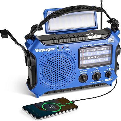 Kaito KA500 5-way Solar,Dynamo Crank,Flashlight and Reading Lamp, Blue