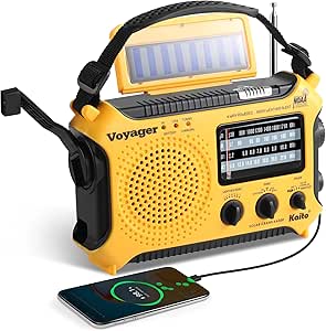 Kaito KA500 5-way Solar,Dynamo Crank,Flashlight and Reading Lamp, Yellow