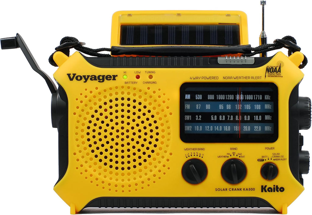 Kaito KA500 5-way Solar,Dynamo Crank,Flashlight and Reading Lamp, Yellow