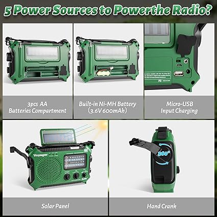 Kaito KA500 5-way Solar,Dynamo Crank,Flashlight and Reading Lamp, Green